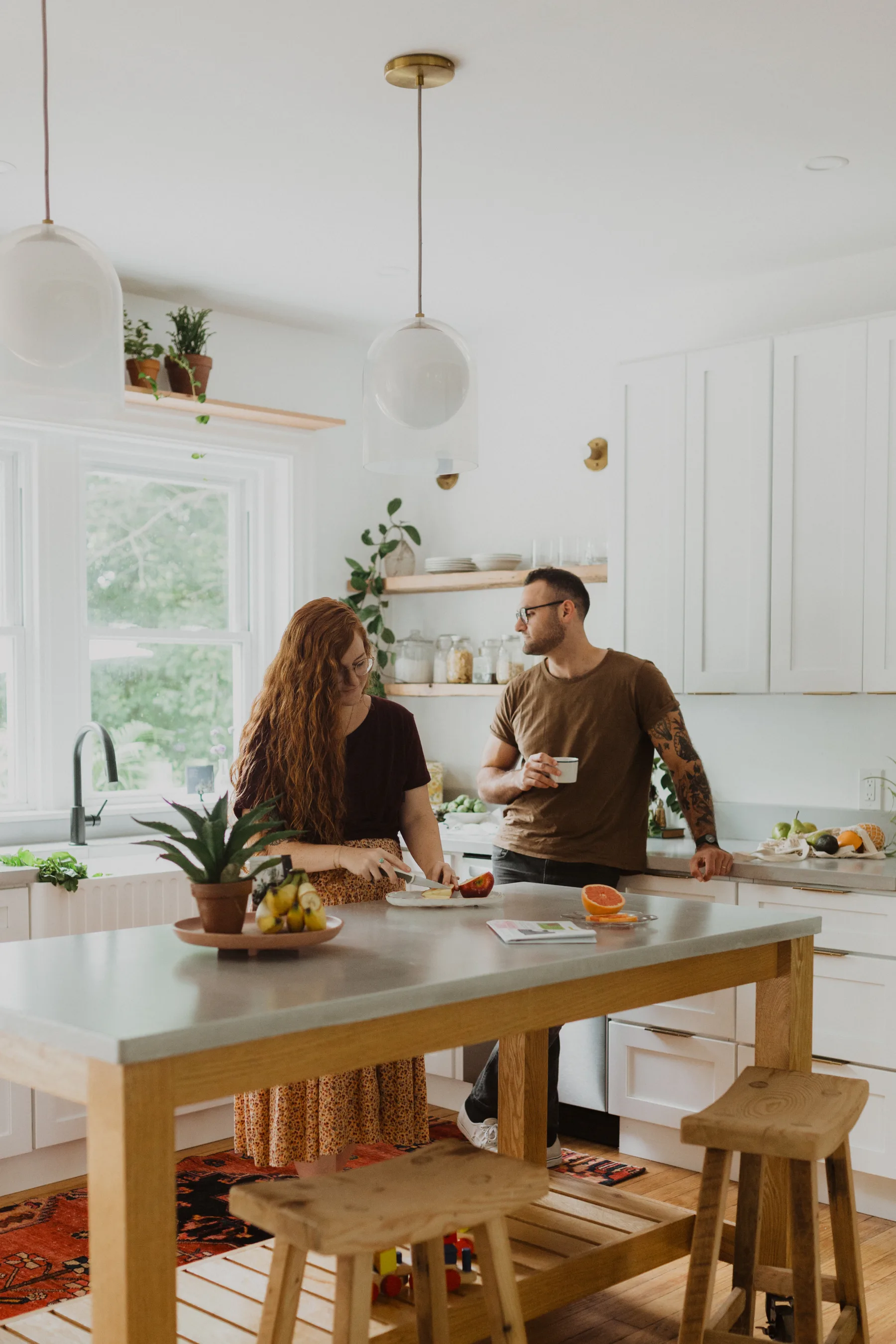 Chris and Claude in their kitchen