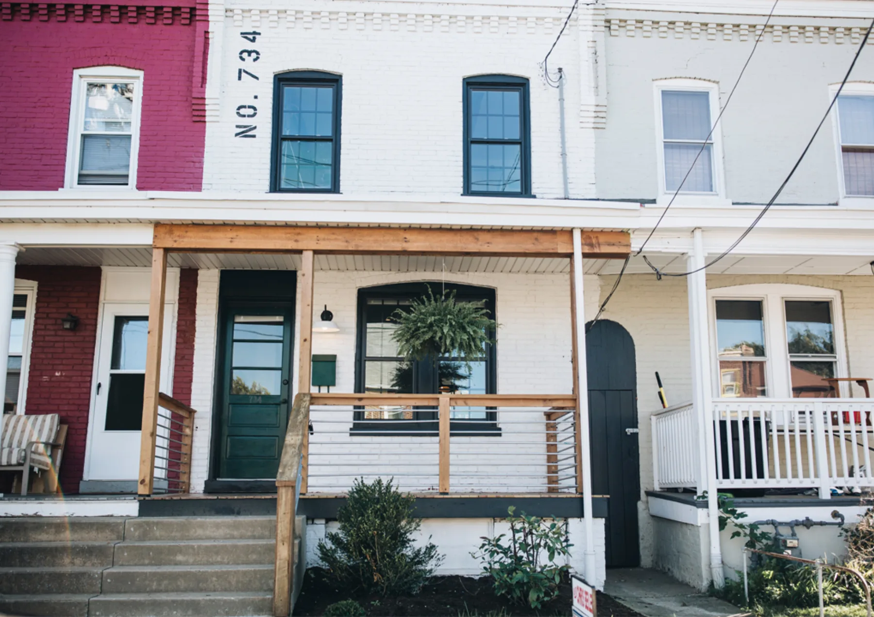 Lancaster historic row house with wooden porch addition